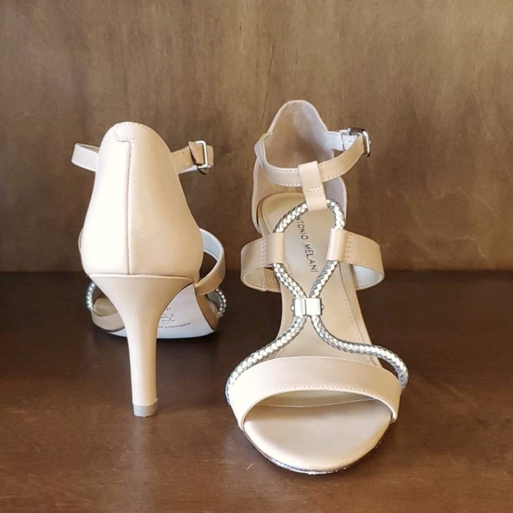 Nude ankle strap heels